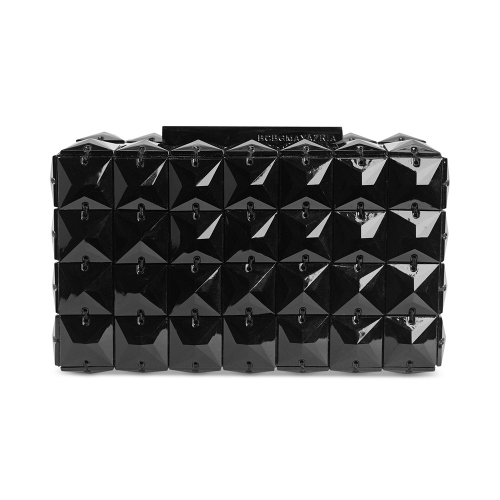 BCBGMAXAZRIA Black Lulu Square Stone Clutch